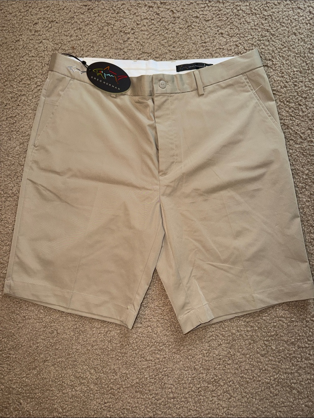 Greg Norman Collection Men's Flat Front Golf Shorts - Khaki